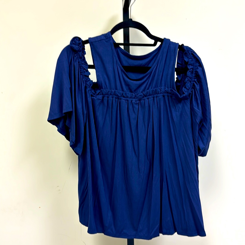 Plus Size Rachel Pally Navy Open Shoulder Blouse